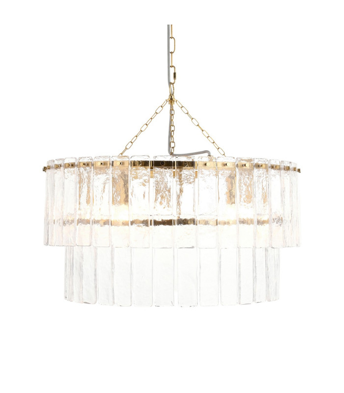Eltham Clear Glass Pendant Light with Brushed Aged Brass With Black Braided Cable Orchid B22-1