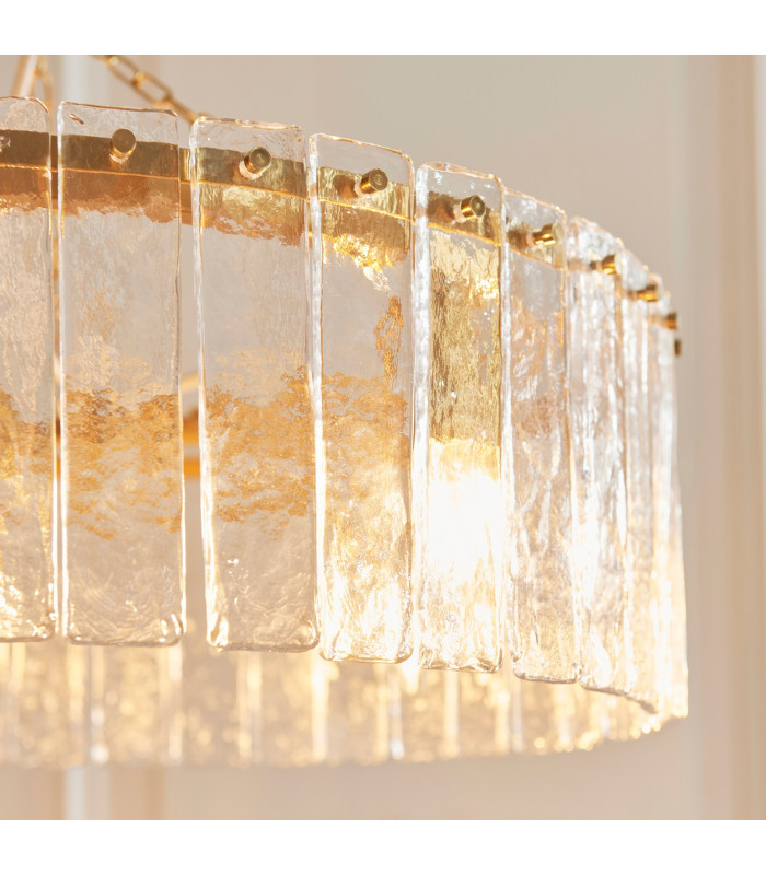 Eltham Clear Glass Pendant Light with Brushed Aged Brass With Black Braided Cable Carnation B22-5