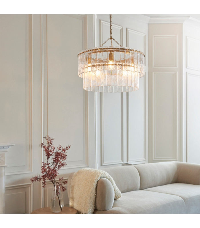 Eltham Clear Glass Pendant Light with Brushed Aged Brass With Black Braided Cable Orchid B22-2