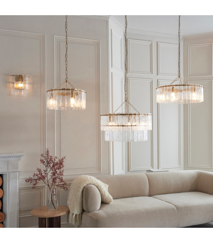 Eltham Clear Glass Pendant Light with Brushed Aged Brass With Black Braided Cable Carnation B22-6