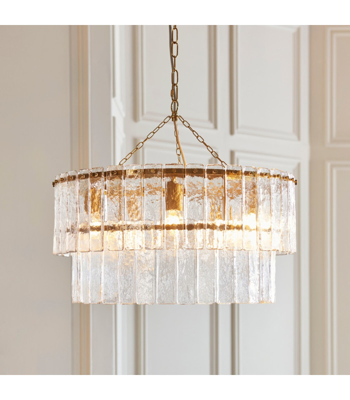 Eltham Clear Glass Pendant Light with Brushed Aged Brass With Black Braided Cable Orchid B22-3