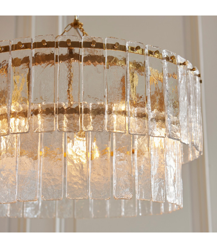Eltham Clear Glass Pendant Light with Brushed Aged Brass With Black Braided Cable Orchid B22-4