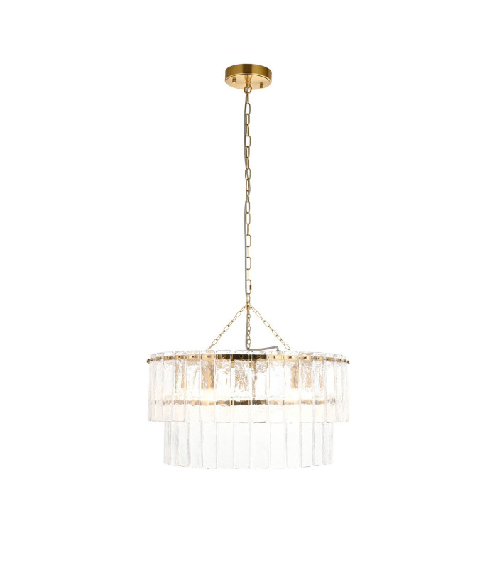Eltham Clear Glass Pendant Light with Brushed Aged Brass With Black Braided Cable Orchid B22-8