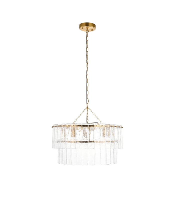 Eltham Clear Glass Pendant Light with Brushed Aged Brass With Black Braided Cable Orchid B22-9