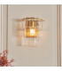 Eltham Clear Glass Brushed Aged Brass Plate Pendant Light with Black Braided Flex Camellia B22-3
