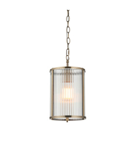 Eltham Clear Glass Pendant Light with Brushed Aged Brass With Natural Braided Cable Carnation B22-1