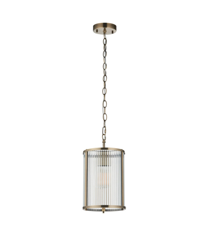 Eltham Clear Glass Pendant Light with Brushed Aged Brass With Natural Braided Cable Carnation B22-9