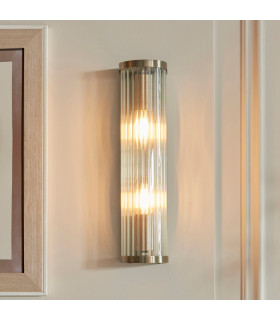Eltham Clear Glass Pendant Light with Brushed Aged Brass With Natural Braided Cable Camellia B22-2