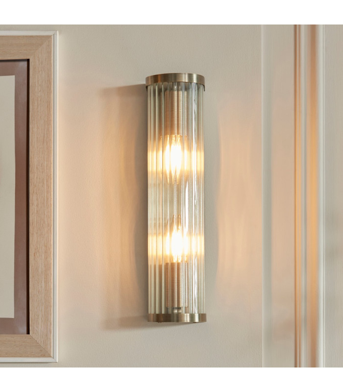 Eltham Clear Glass Pendant Light with Brushed Aged Brass With Natural Braided Cable Camellia B22-2
