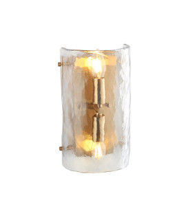 Ascoli Wall Lamp Antique Brass Plate & Clear Cut Glass 2x E14-1