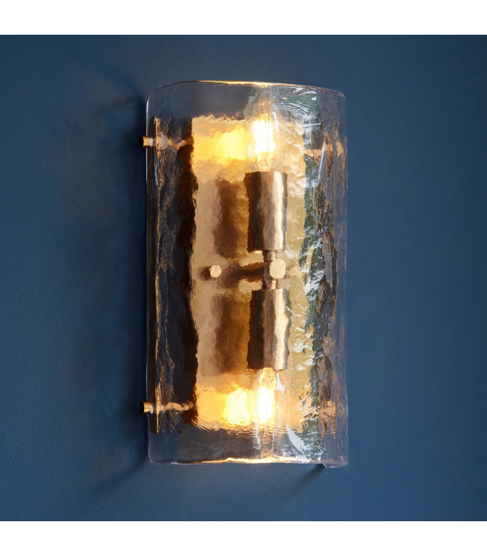 Ascoli Wall Lamp Antique Brass Plate & Clear Cut Glass 2x E14-5