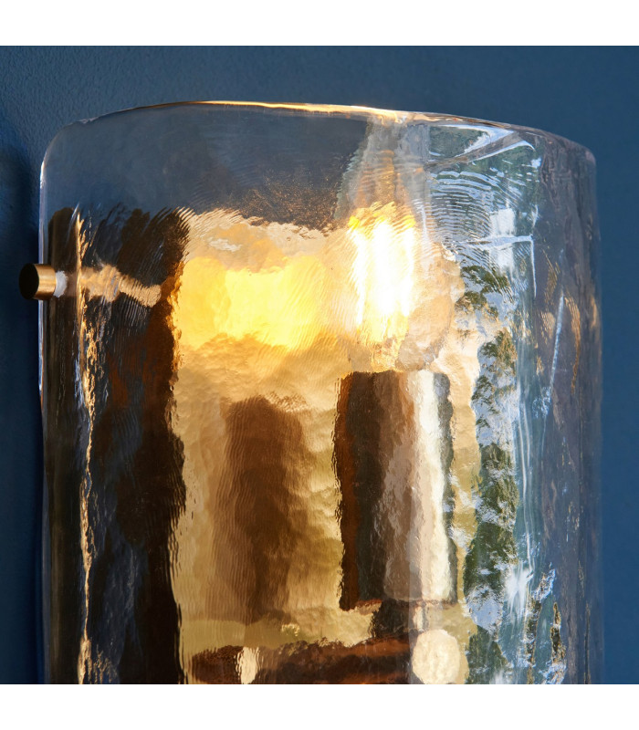 Ascoli Wall Lamp Antique Brass Plate & Clear Cut Glass 2x E14-7