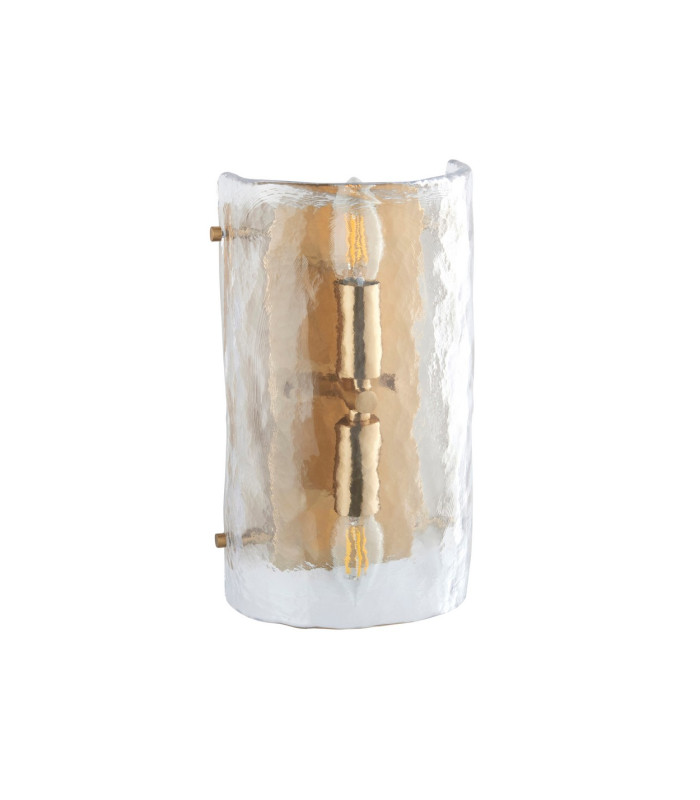 Ascoli Wall Lamp Antique Brass Plate & Clear Cut Glass 2x E14-8