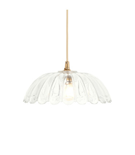 Ascoli Bar Pendant Ceiling Light Antique Brass Plate & Clear Cut Glass 4x E14-1