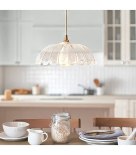 Ascoli Bar Pendant Ceiling Light Antique Brass Plate & Clear Cut Glass 4x E14-2