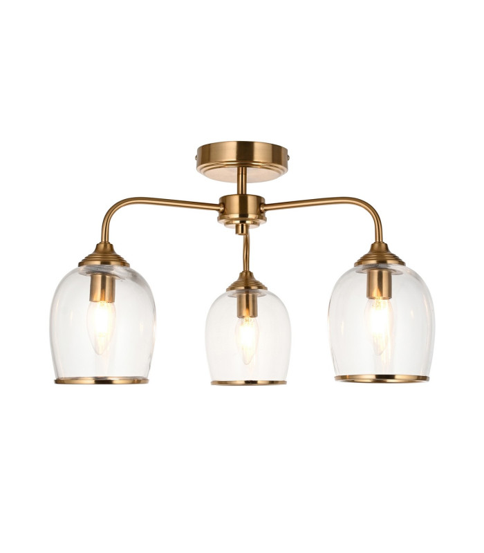 Rome Multi Arm Pendant Ceiling Light Brushed Aged Brass Plate & Clear Glass 12x G9-1
