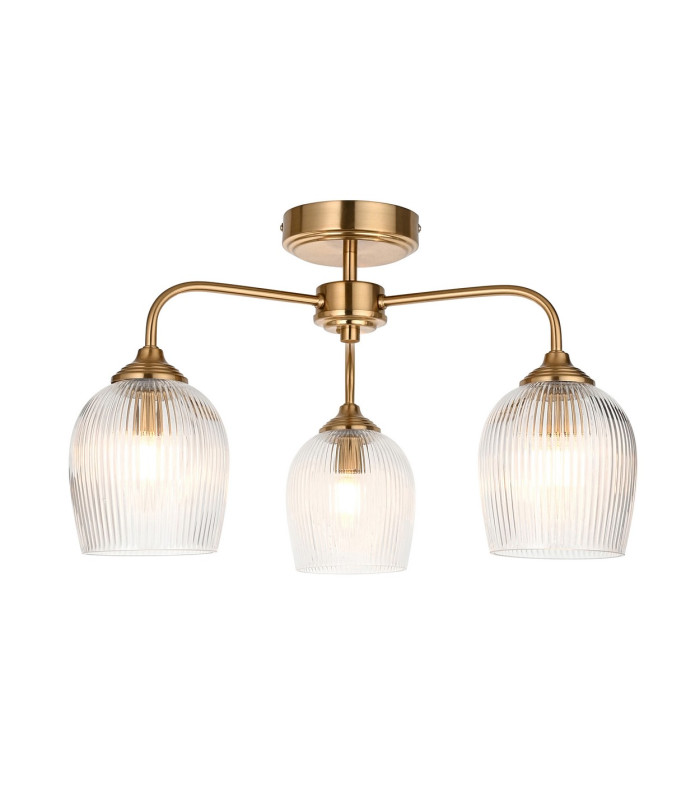 Rome Globe Wall Lights Brushed Aged Brass Plate & Clear Glass 2x G9-1