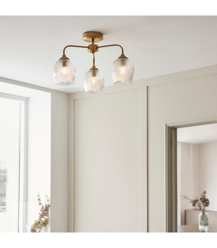 Rome Globe Wall Lights Brushed Aged Brass Plate & Clear Glass 2x G9-2