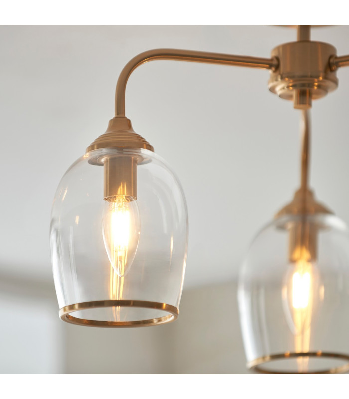 Rome Multi Arm Pendant Ceiling Light Brushed Aged Brass Plate & Clear Glass 12x G9-4