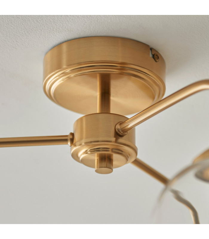 Rome Multi Arm Pendant Ceiling Light Brushed Aged Brass Plate & Clear Glass 12x G9-6