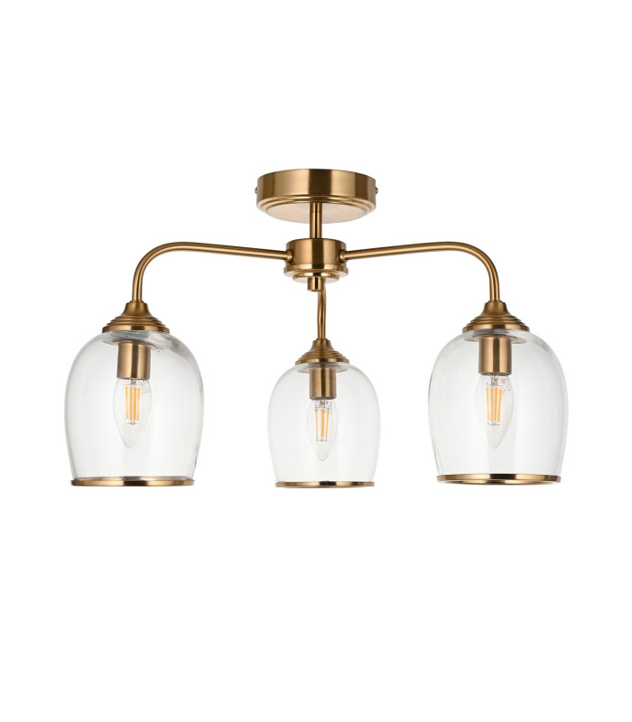Rome Multi Arm Pendant Ceiling Light Brushed Aged Brass Plate & Clear Glass 12x G9-8