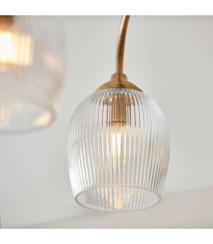 Rome Globe Wall Lights Brushed Aged Brass Plate & Clear Glass 2x G9-7