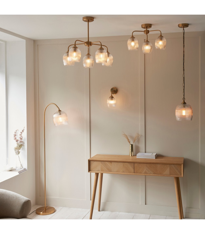 Rome Globe Wall Lights Brushed Aged Brass Plate & Clear Glass 2x G9-8