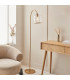 Calista Wall Lamp Vintage Brass Finish White Marble Effect & Natural Linen E14-2