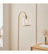 Calista Wall Lamp Vintage Brass Finish White Marble Effect & Natural Linen E14-4