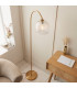 Calista Wall Lamp Vintage Brass Finish White Marble Effect & Natural Linen E14-3