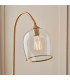 Calista Wall Lamp Vintage Brass Finish White Marble Effect & Natural Linen E14-5