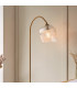 Calista Wall Lamp Vintage Brass Finish White Marble Effect & Natural Linen E14-4