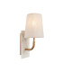 Calista Wall Lamp Vintage Brass Finish White Marble Effect & Natural Linen 7W LED E14-1