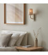 Calista Wall Lamp Vintage Brass Finish White Marble Effect & Natural Linen 7W LED E14-2