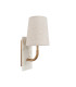 Calista Wall Lamp Vintage Brass Finish White Marble Effect & Natural Linen 7W LED E14-7