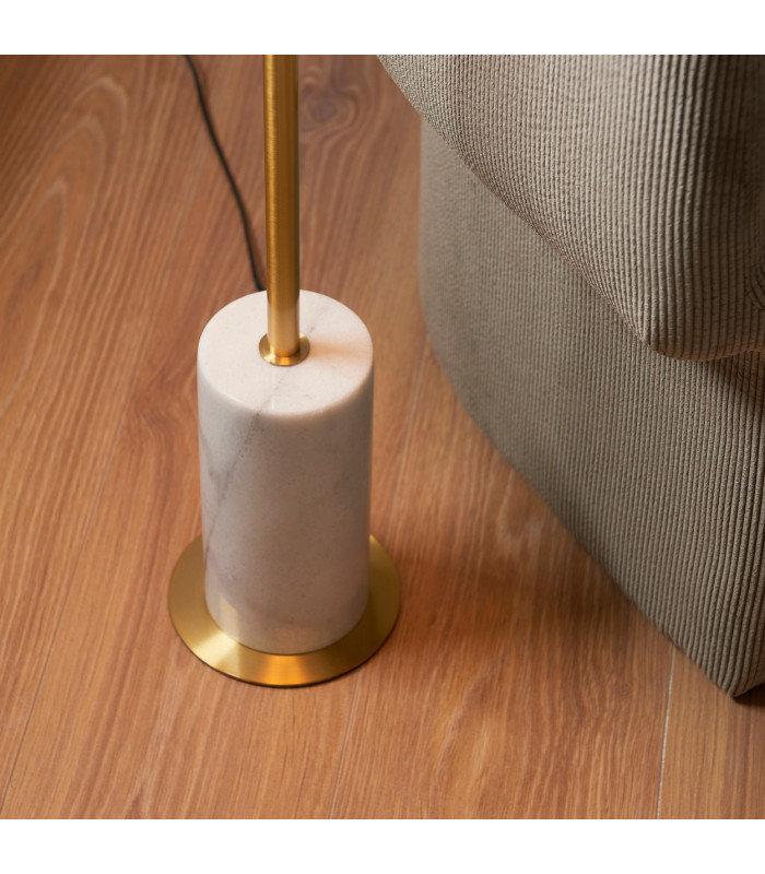 Pillaro Table Lamp Brushed Aged Brass Plate & White Marble 10W LED E27-3