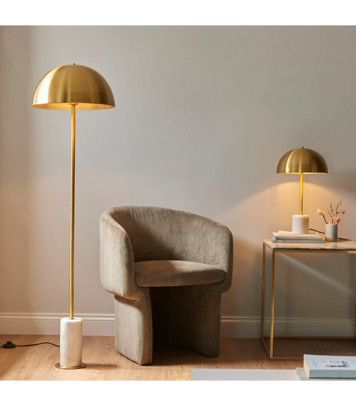 Pillaro Table Lamp Brushed Aged Brass Plate & White Marble 10W LED E27-5