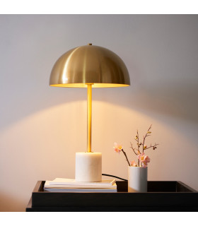 Pillaro Table Lamp Brushed Aged Brass Plate & White Marble 7W LED E14-2