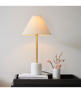 Pillaro Table Lamp Brushed Aged Brass Plate & White Marble 7W LED E14-2