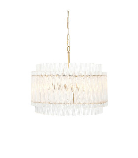Langford Pendant Ceiling Light Brushed Aged Brass Plate & Clear Glass 3 x 7W LED E14-1