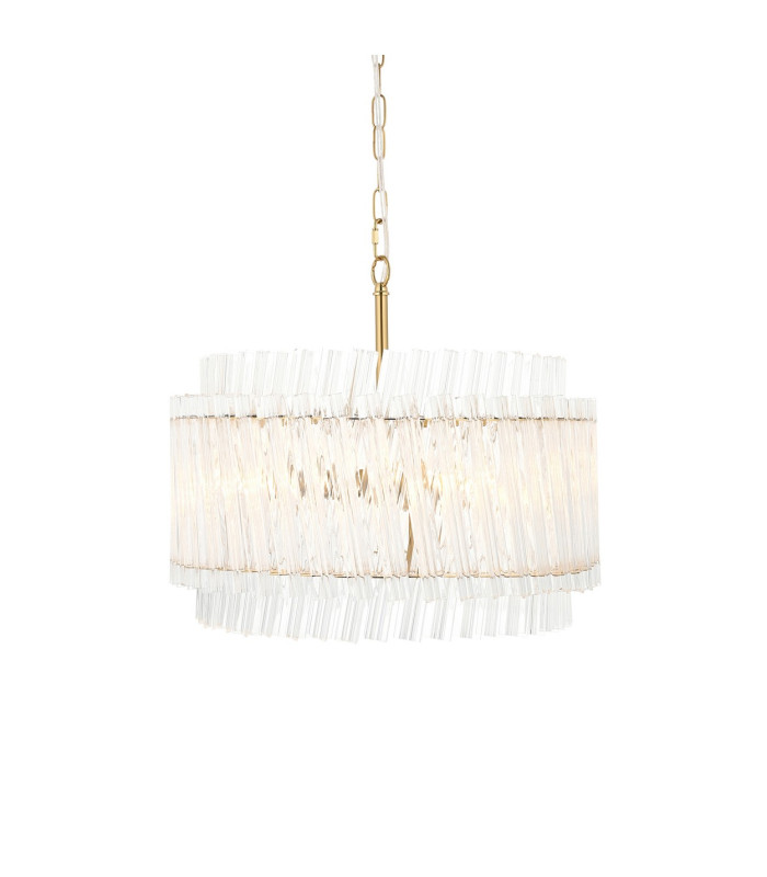Langford Pendant Ceiling Light Brushed Aged Brass Plate & Clear Glass 3 x 7W LED E14-1