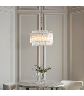 Langford Pendant Ceiling Light Brushed Aged Brass Plate & Clear Glass 3 x 7W LED E14-2