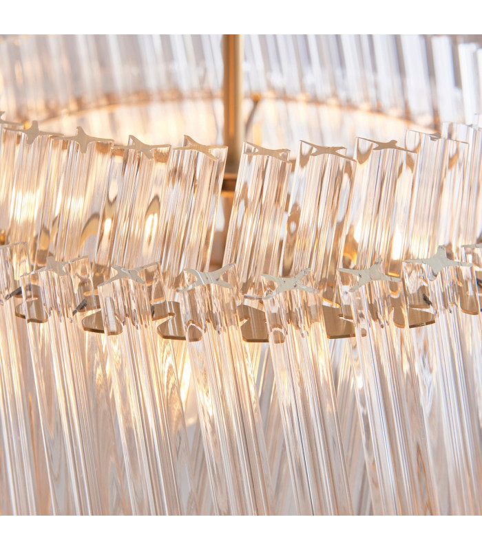Langford Pendant Ceiling Light Brushed Aged Brass Plate & Clear Glass 3 x 7W LED E14-5