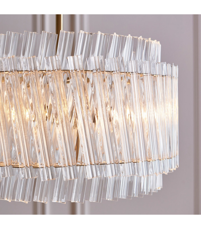 Langford Pendant Ceiling Light Brushed Aged Brass Plate & Clear Glass 3 x 7W LED E14-6