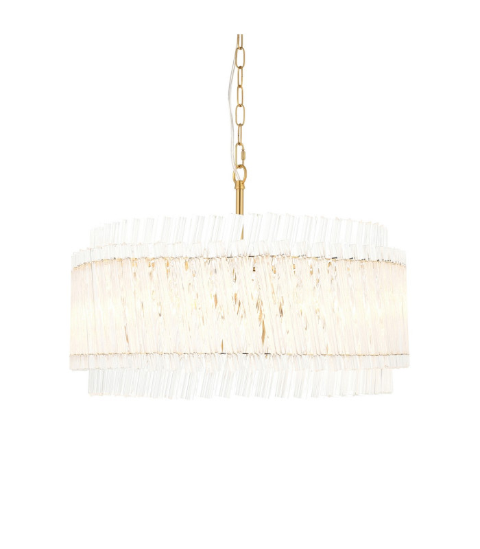 Langford Pendant Ceiling Light Brushed Aged Brass Plate & Clear Glass 5 x 7W LED E14-1