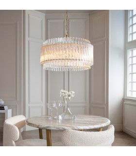 Langford Pendant Ceiling Light Brushed Aged Brass Plate & Clear Glass 5 x 7W LED E14-2