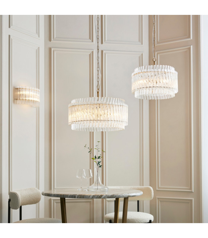 Langford Pendant Ceiling Light Brushed Aged Brass Plate & Clear Glass 3 x 7W LED E14-7