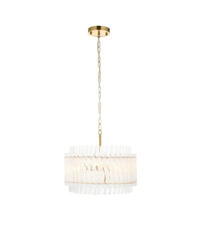 Langford Pendant Ceiling Light Brushed Aged Brass Plate & Clear Glass 3 x 7W LED E14-8