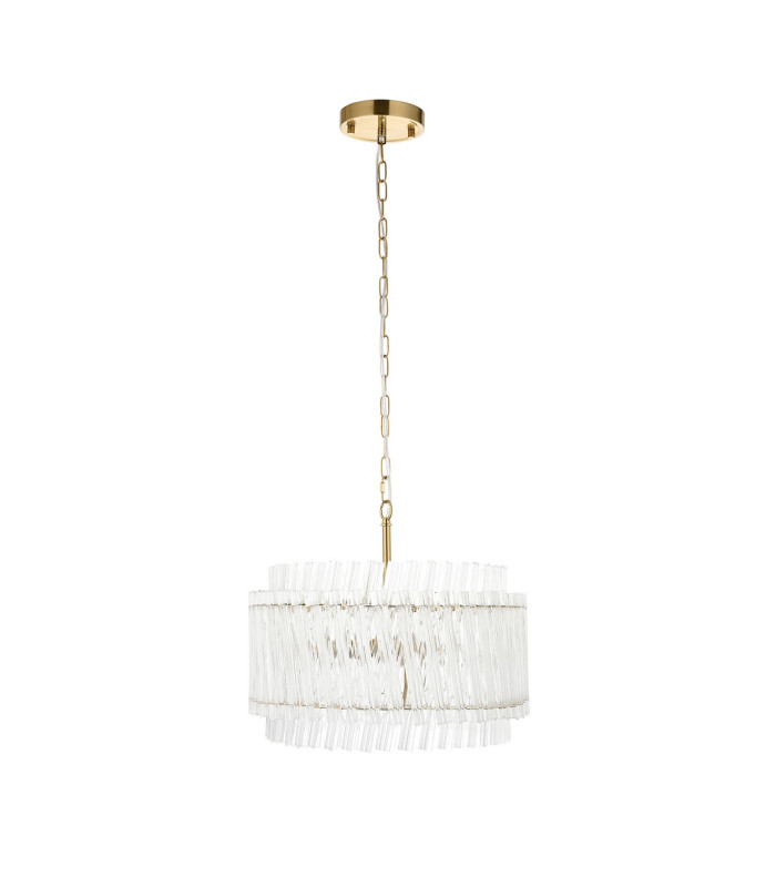 Langford Pendant Ceiling Light Brushed Aged Brass Plate & Clear Glass 3 x 7W LED E14-9