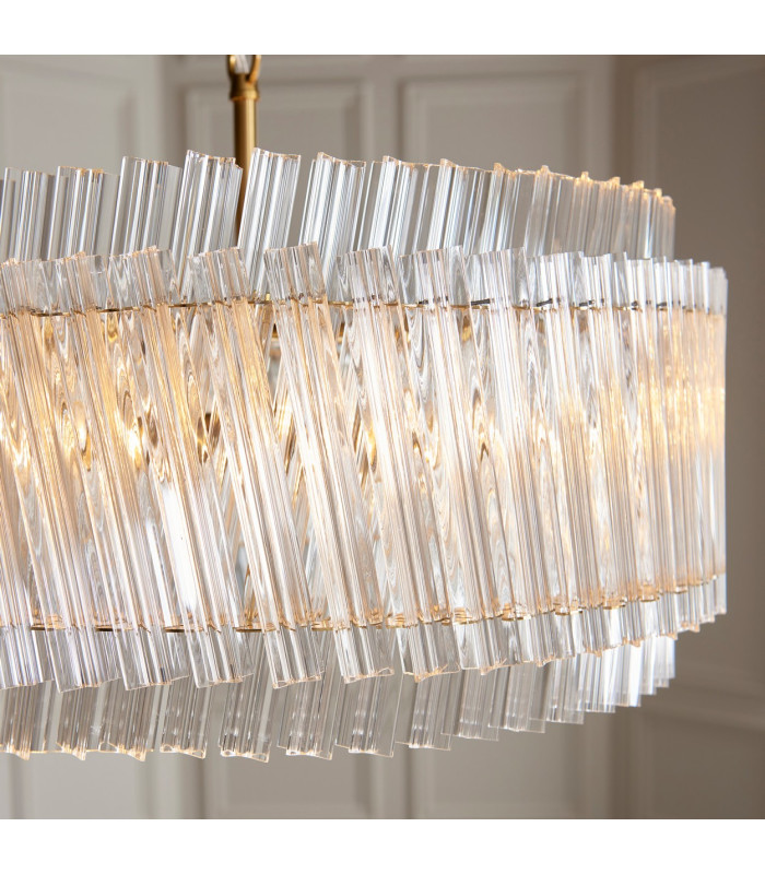 Langford Pendant Ceiling Light Brushed Aged Brass Plate & Clear Glass 5 x 7W LED E14-4